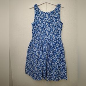 Polo by Ralph Lauren Girls Blue and White Pleated Sundress Sz 8 Buttons Closure